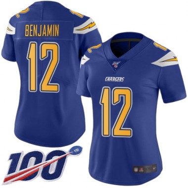 Los Angeles Chargers NFL Football Travis Benjamin Electric Blue Jersey Women Limited #12 100th Season Rush Vapor Untouchable->women nfl jersey->Women Jersey